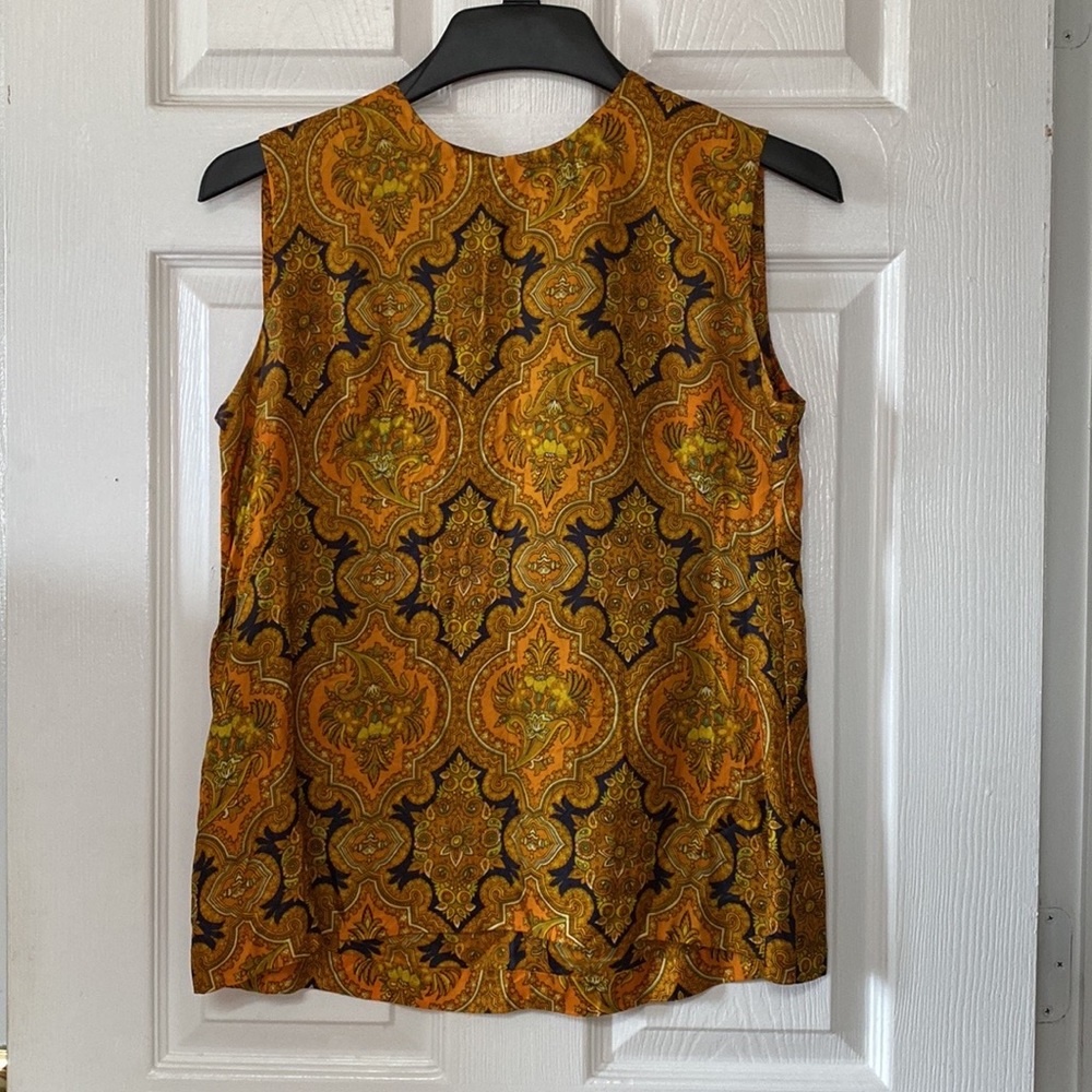 VTG 60’s Mod Paisley Hippie Sleeveless Blouse Top